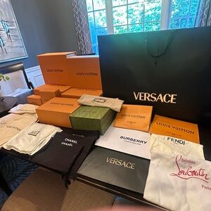 Sold!!! Versace and Louis Vuitton Gift Boxes & Dust Bags (35 Pieces)
